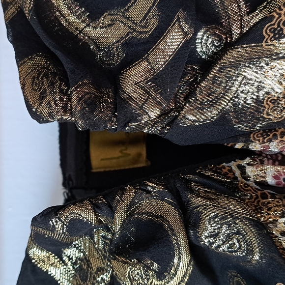 Nicole Miller Silk & Gold Lurex Strapless Mini Dress SZ 6 - Picture 8 of 16